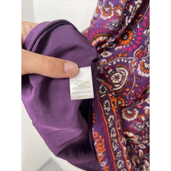 Garnet Hill Purple Floral Paisley Bohemian Pocket Detail Ladies Career Dress 14 - Picture 9 of 10